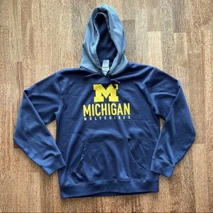 Michigan Wolverines Hoodie Sweatshirt Go Blue Mens Medium Blue Gray Pro Edge EUC